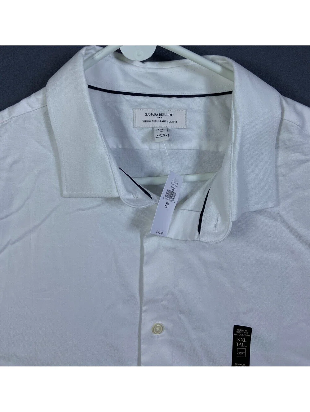 NEW Banana Republic Mens Slim Fit SS Untucked Dress Shirt Sz XXL Tall Retail $70
